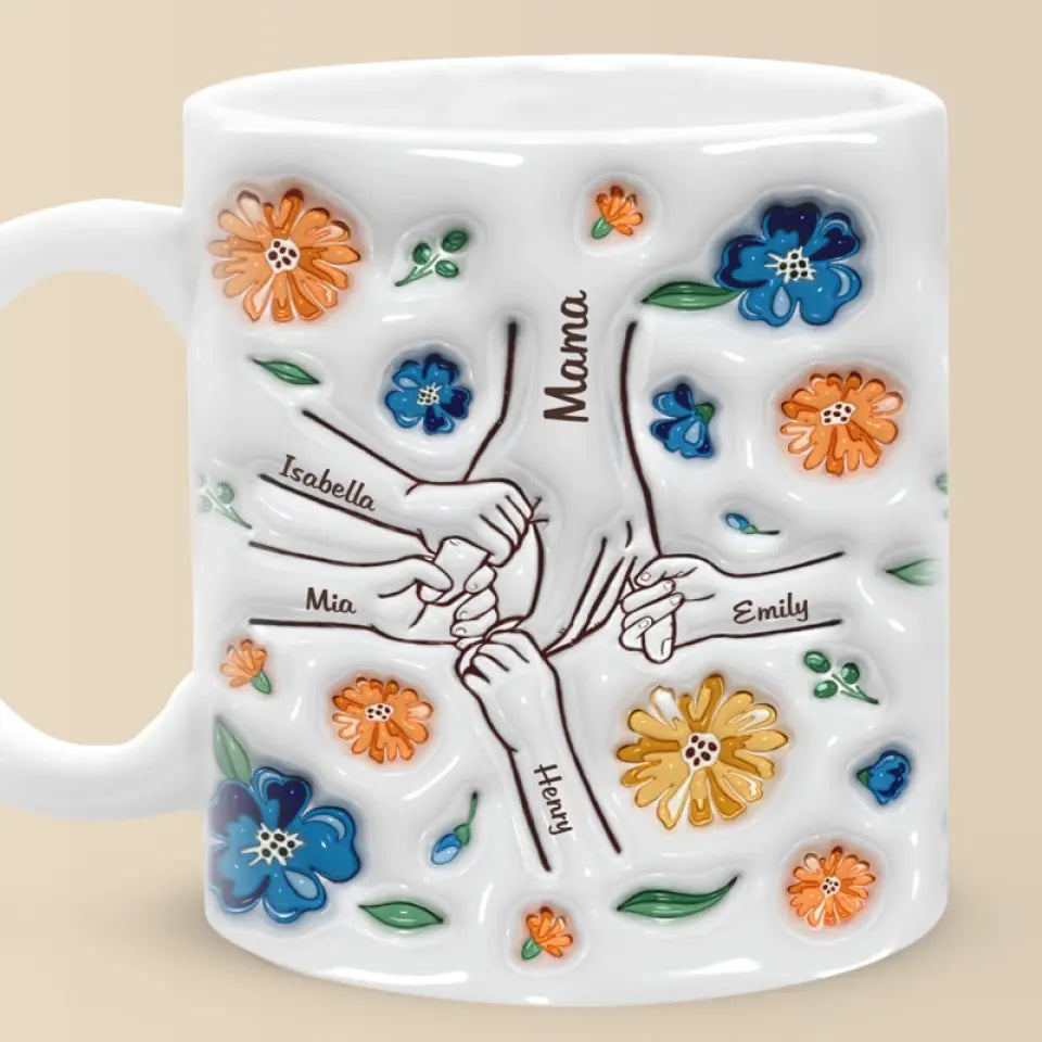 Accepeer | The Heartfelt Embrace Mug - Personalized 3D 'Hold My Hand' Gift for Mom