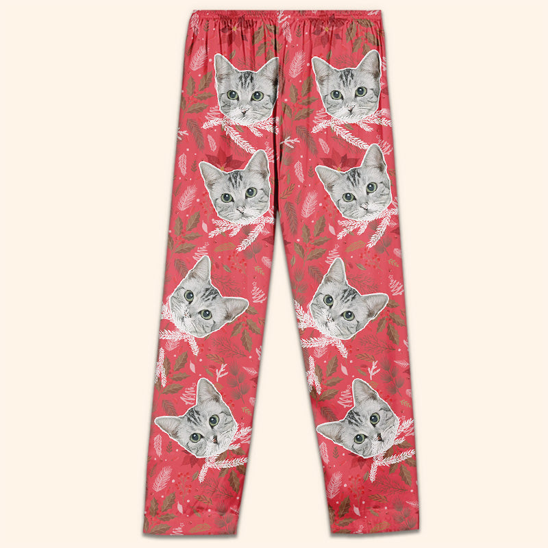 Accepeer Custom Photo Happy Pawlidays - Dog & Cat Personalized Face Pajama Pants - Christmas Gift for Pet Owners